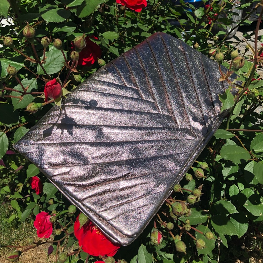 Gorgeous metallic silver clutch